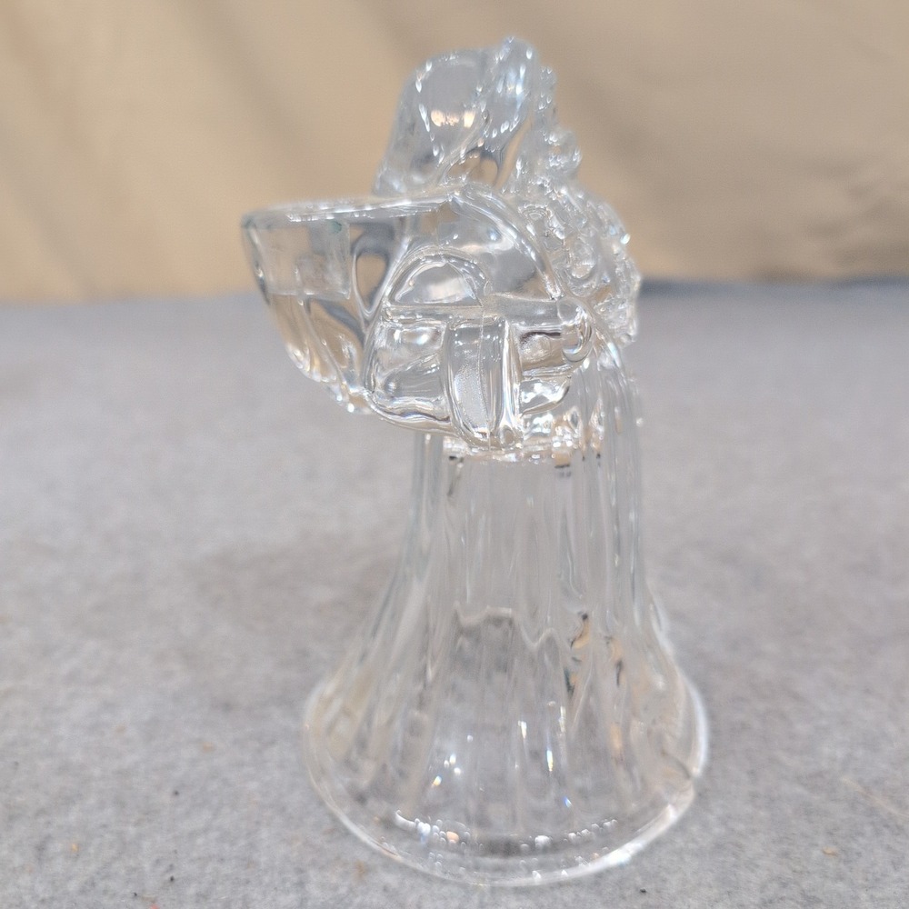 Clear Pressed Glass Santa Claus Taper Candle Holder Figurine with Teddy Bear - Picture 3 of 7
